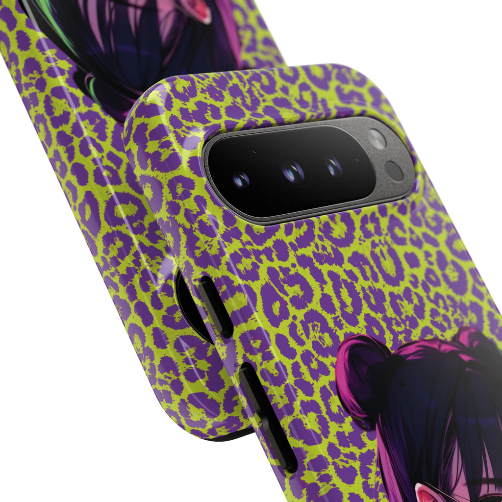 Purple Neon Lime Leopard Kz Tough Case for iPhone, Galaxy, or Google Pixel