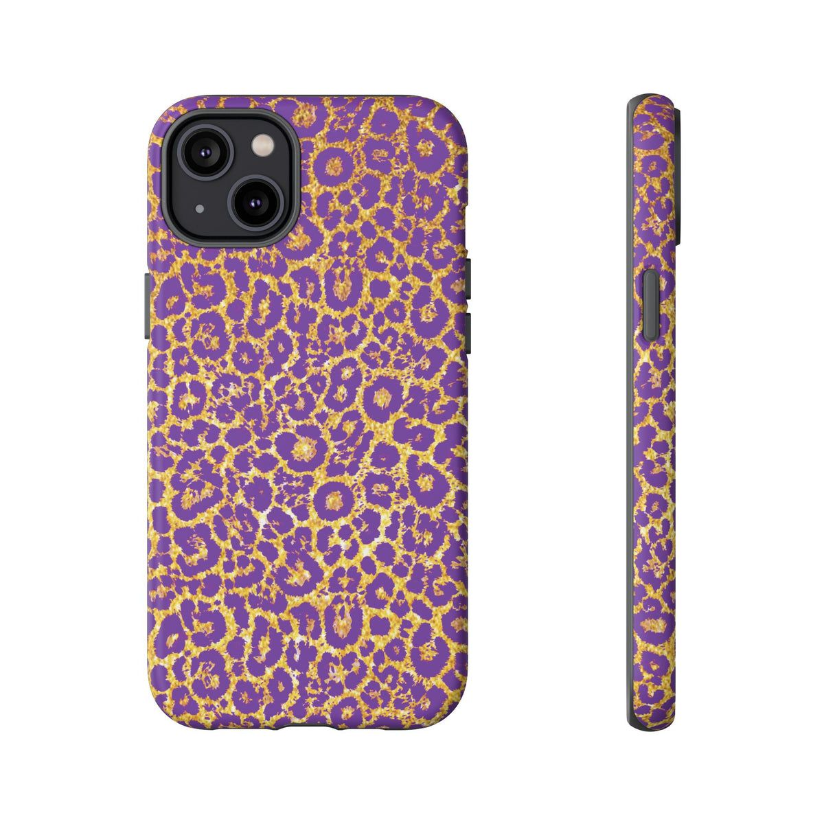 Purple Gold Leopard Tough Phone Case for iPhone, Galaxy, or Google Pixel