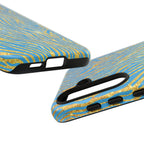 Blue Gold Zebra Tough Case for iPhone, Galaxy, or Google Pixel