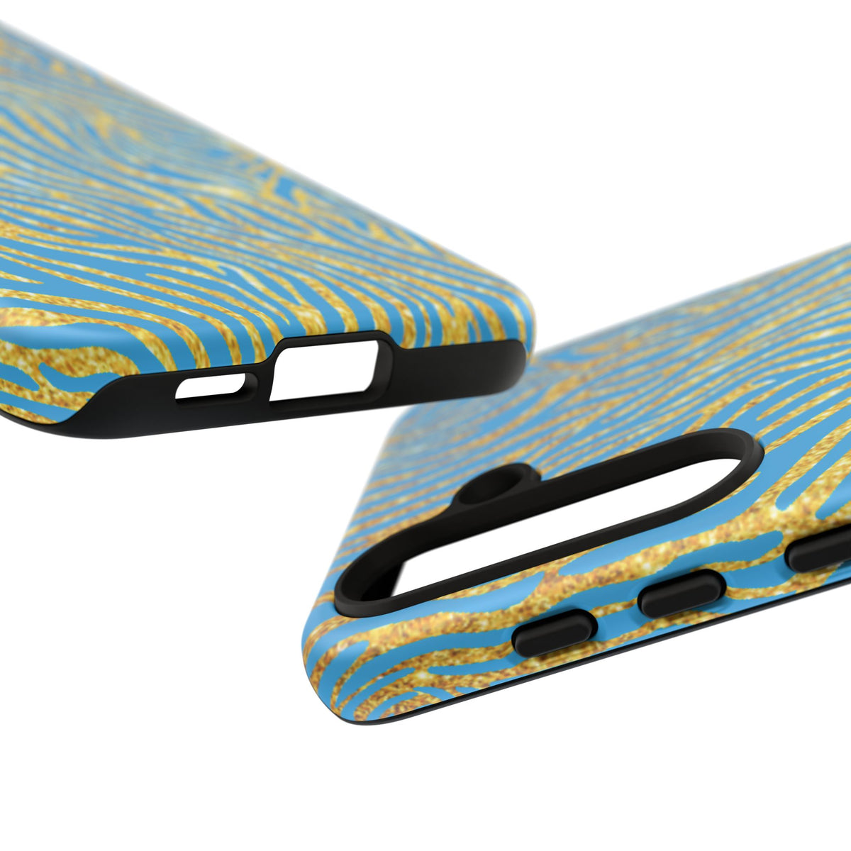 Blue Gold Zebra Tough Case for iPhone, Galaxy, or Google Pixel