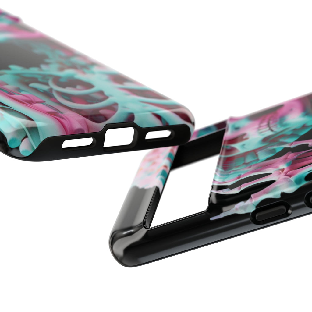Neon Pink Skeleton (Black) Tough Phone Case for iPhone, Galaxy, or Google Pixel