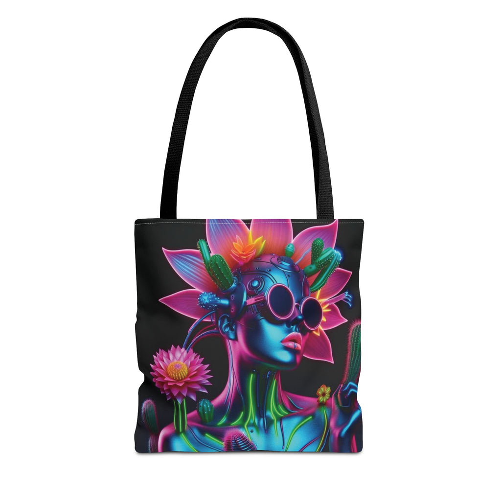 Neon Androgen Cactus Flower Tote Bags
