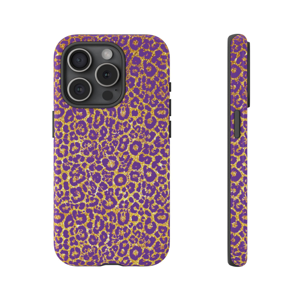 Purple Gold Leopard Tough Phone Case for iPhone, Galaxy, or Google Pixel