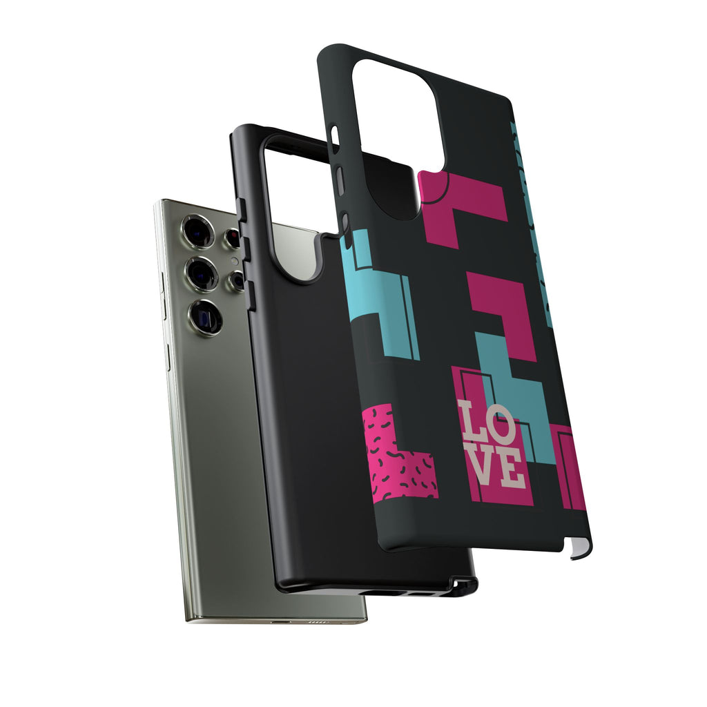 Retro Blocks LOVE Tough Case for iPhone, Galaxy or Google Pixel