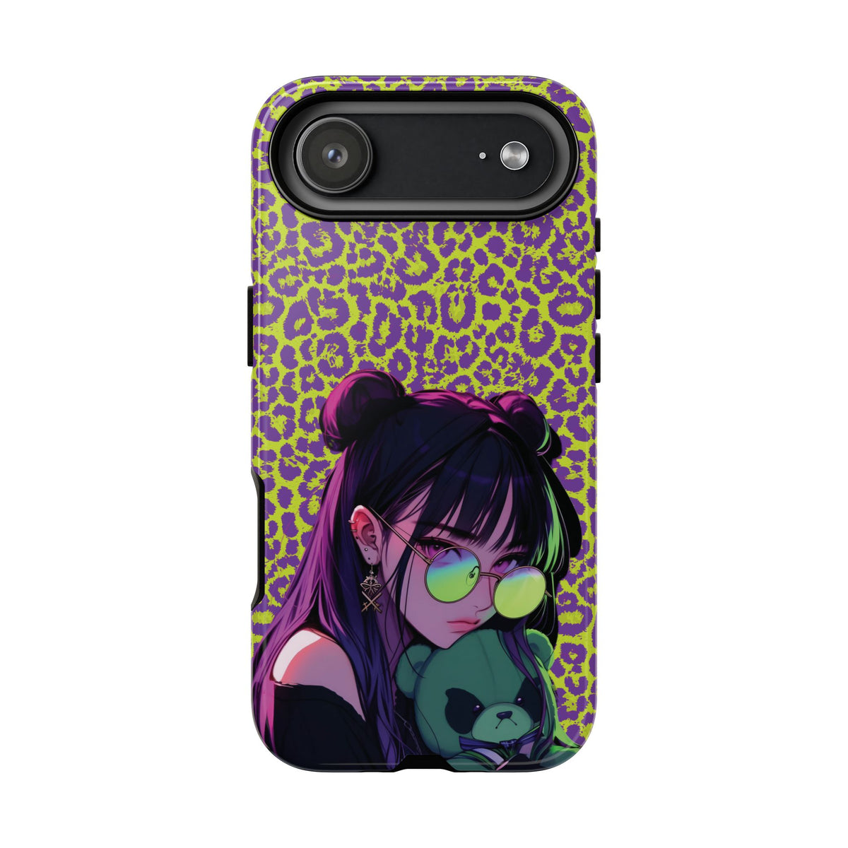 Purple Neon Lime Leopard Kz Tough Case for iPhone, Galaxy, or Google Pixel