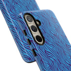 Zebra Print Blue and Purple Tough Case for iPhone, Galaxy or Google Pixel