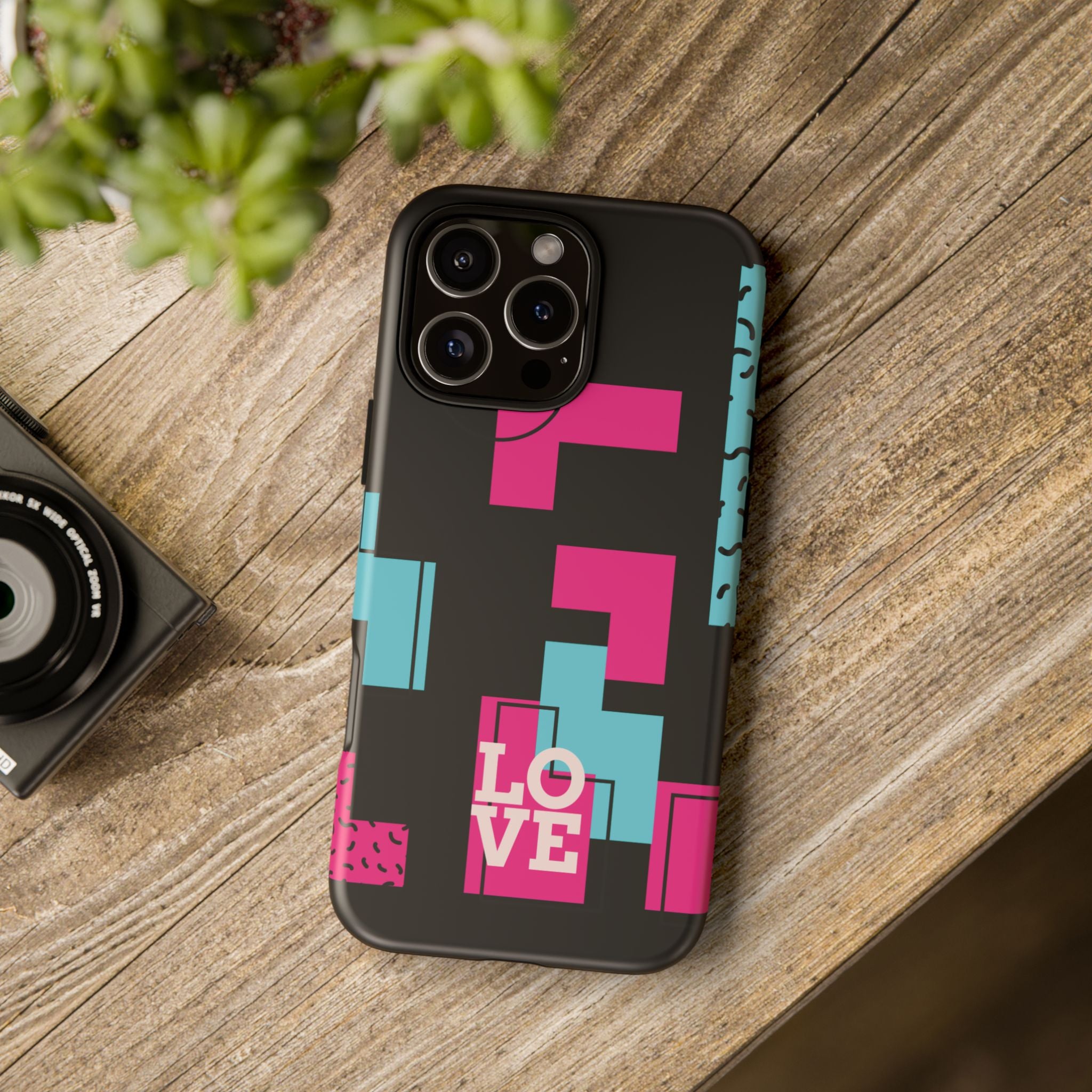 Retro Blocks LOVE Tough Case for iPhone, Galaxy or Google Pixel