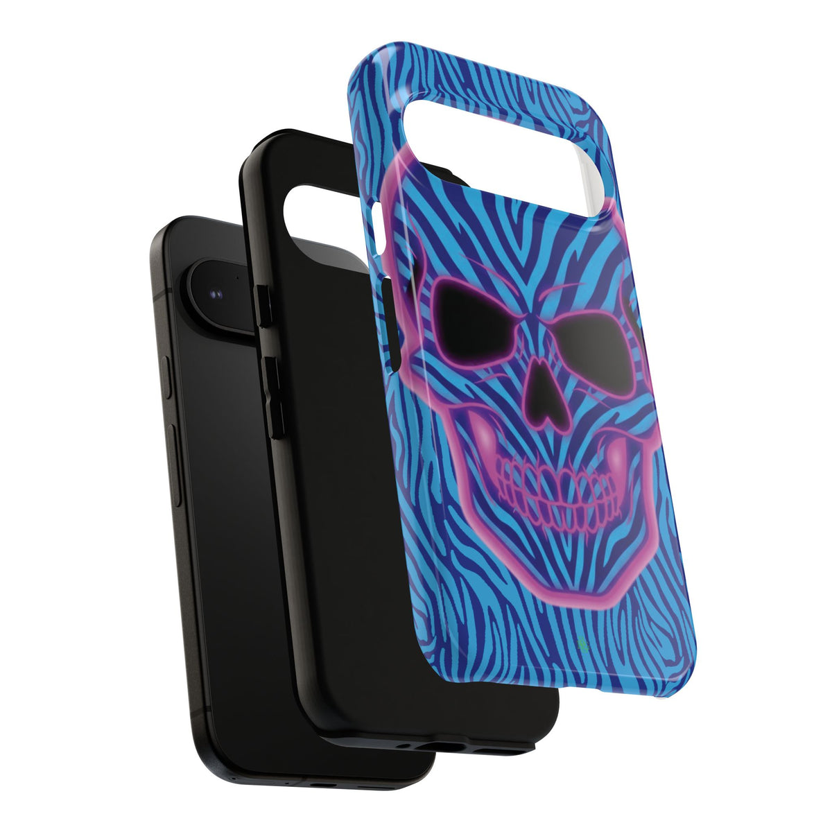 Neon Zebra Skull Tough Phone Case for iPhone, Galaxy, or Google Pixel
