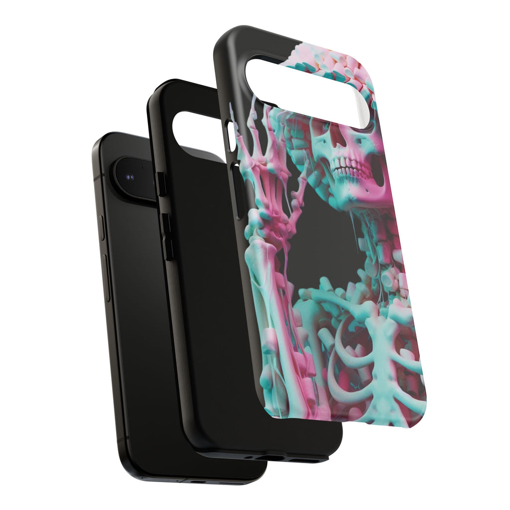 Neon Pink Skeleton (Black) Tough Phone Case for iPhone, Galaxy, or Google Pixel