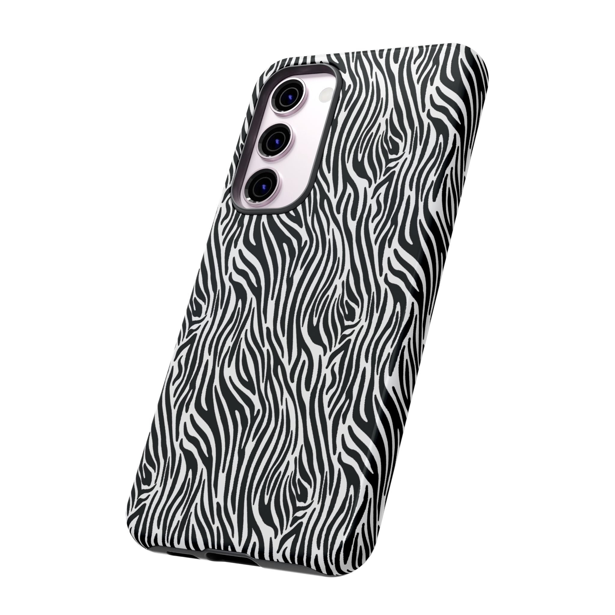 Black and White Zebra Print Tough Case iPhone, Galaxy and Google Pixel