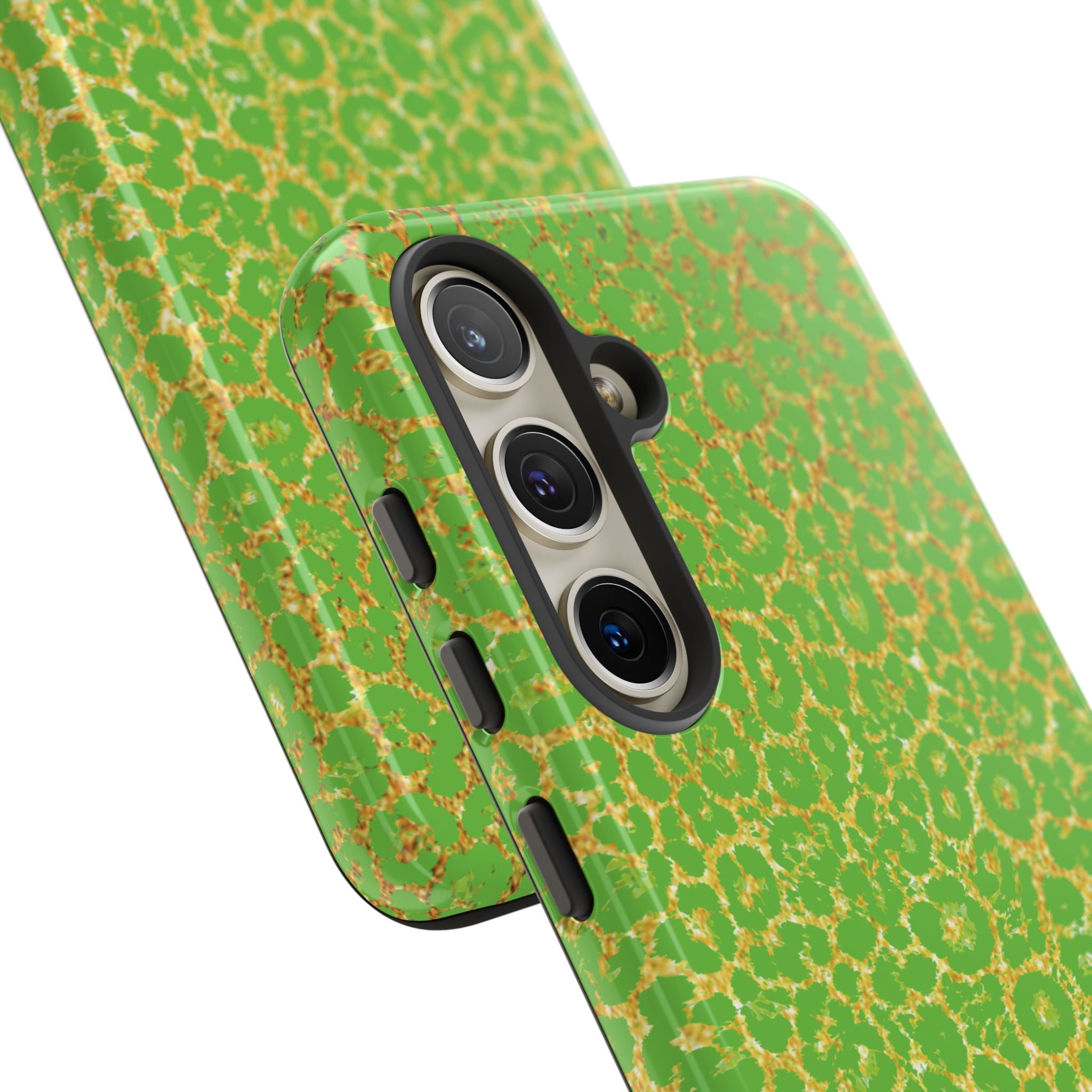 Neon Green Gold Leopard Tough Phone Case iPhone, Galaxy, or Google Pixel