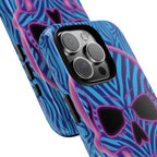 Neon Zebra Skull Tough Phone Case for iPhone, Galaxy, or Google Pixel