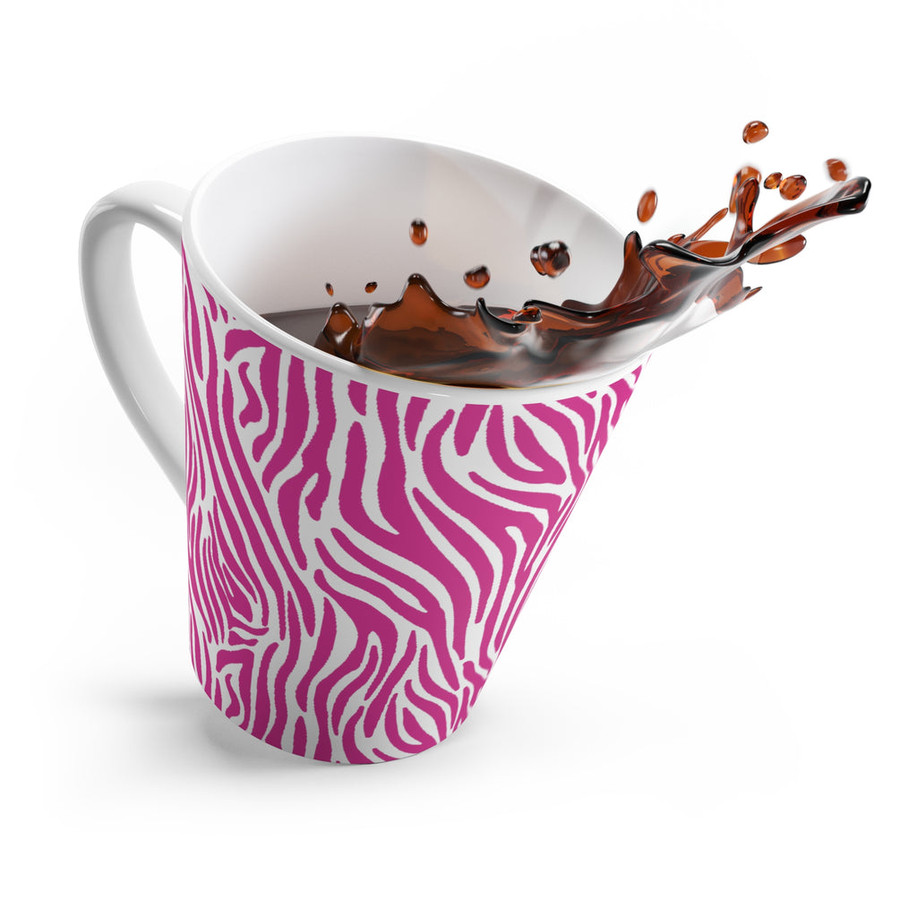 Neon Pink Zebra Print Latte Mug