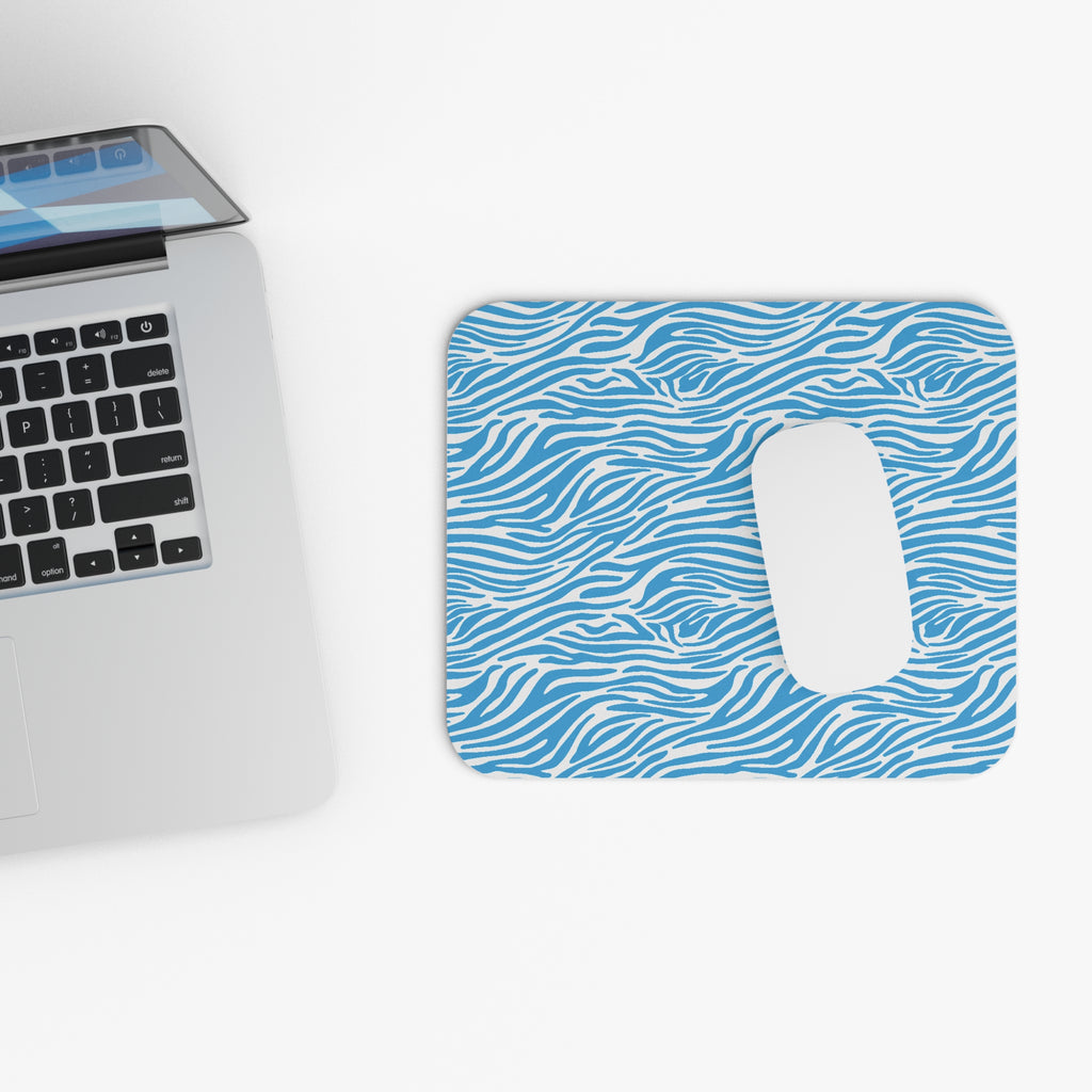 Blue Zebra Print Mouse Pad
