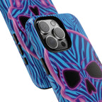 Neon Zebra Skull Tough Phone Case for iPhone, Galaxy, or Google Pixel