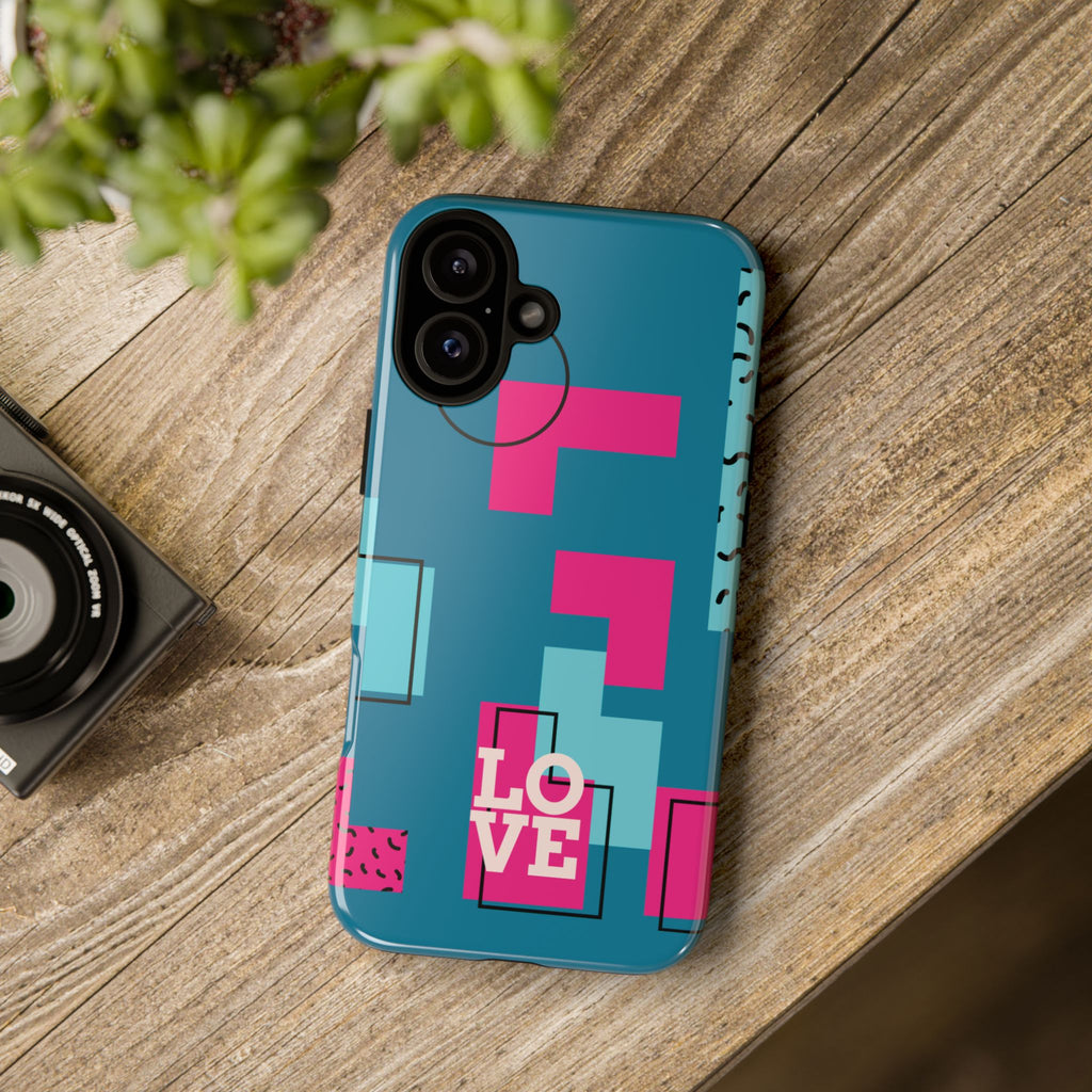LOVE Teal Green Tough Phone Case for iPhone, Galaxy, or Google Pixel