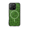 Neon Green Zebra Magnetic iPhone 14, 15, 16 Series Clear Impact Cases