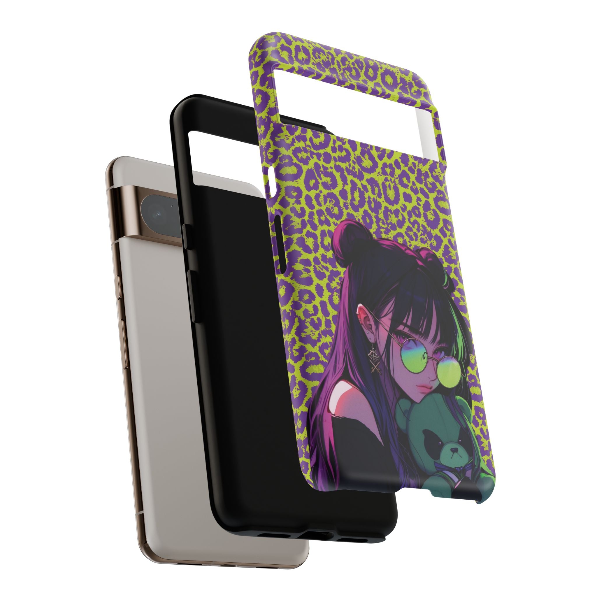 Purple Neon Lime Leopard Kz Tough Case for iPhone, Galaxy, or Google Pixel