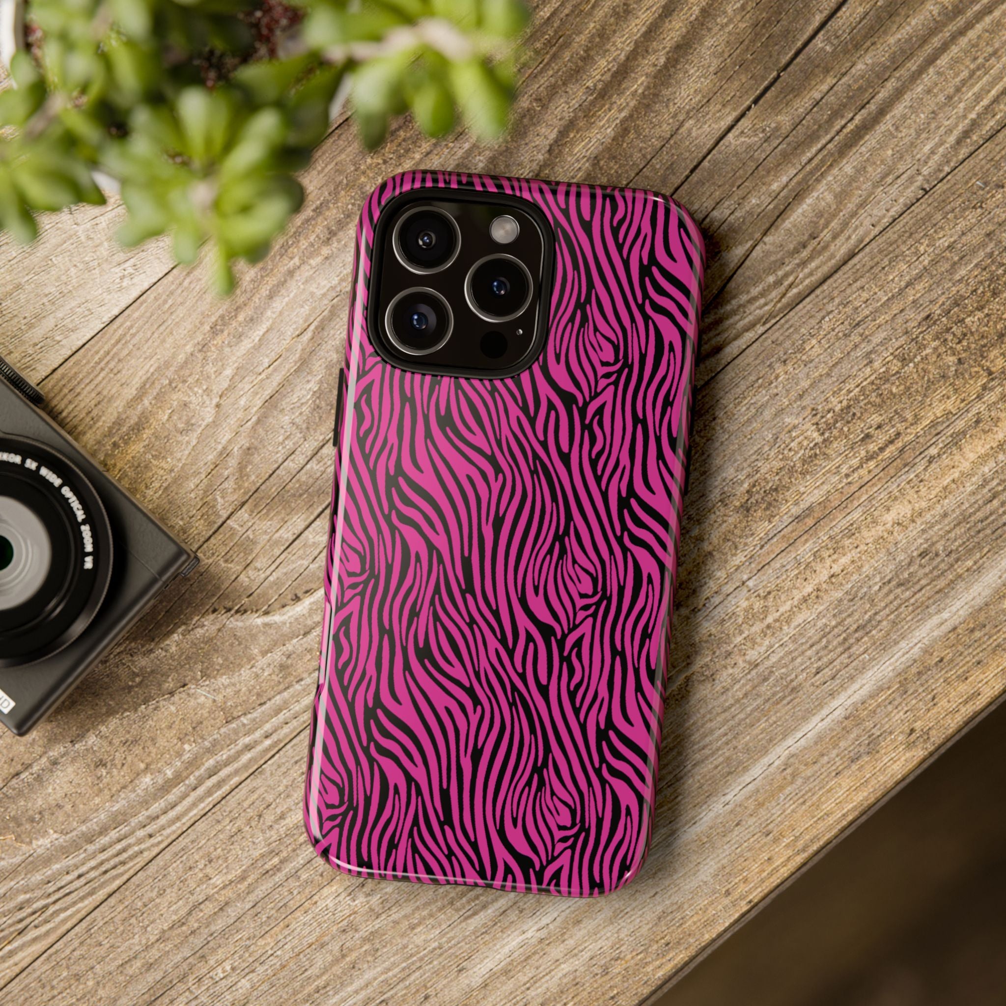 Pink Zebra Tough Phone Case for iPhone, Galaxy, or Google Pixel