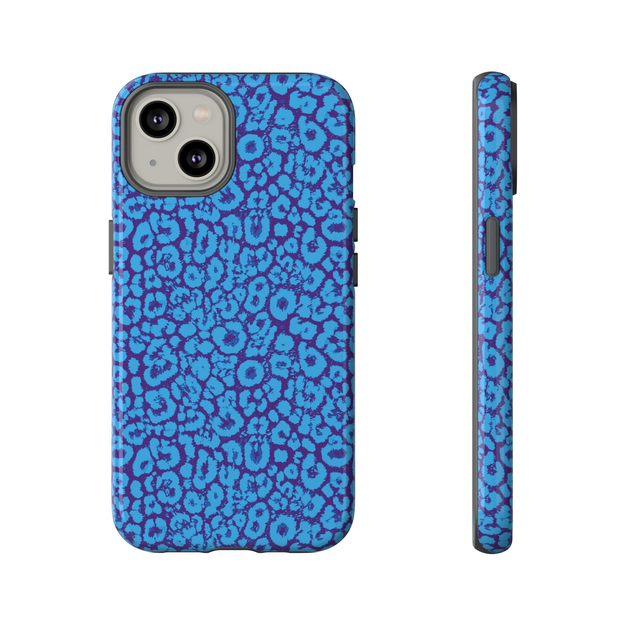 Blue Purple Leopard Tough Phone Case iPhone, Galaxy, or Google Pixel