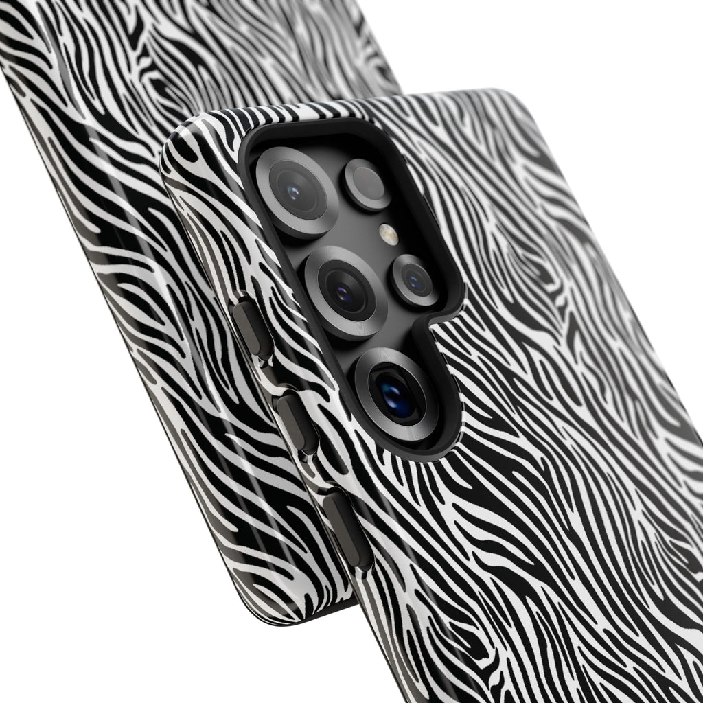 Black and White Zebra Print Tough Case iPhone, Galaxy and Google Pixel