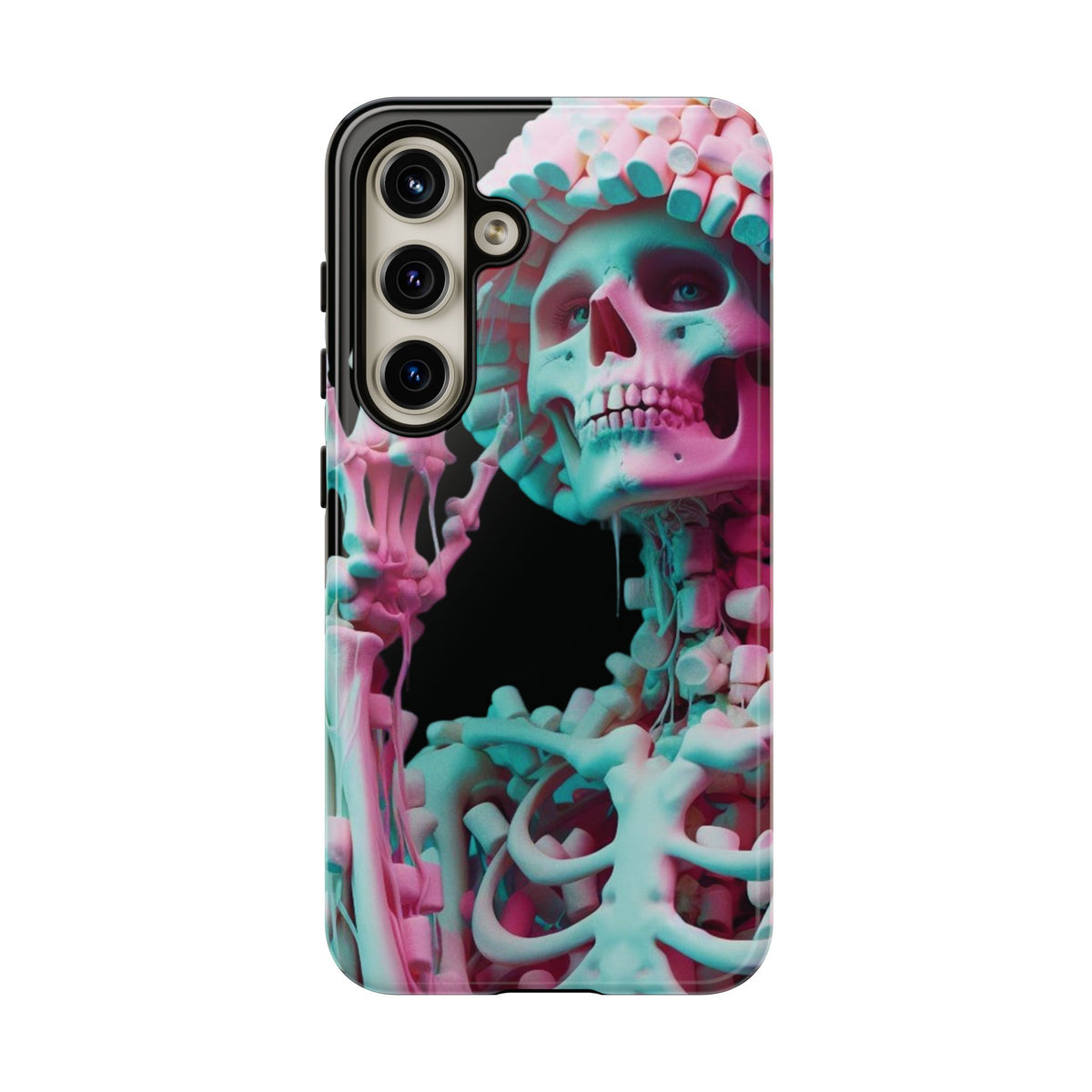 Neon Pink Skeleton (Black) Tough Phone Case for iPhone, Galaxy, or Google Pixel