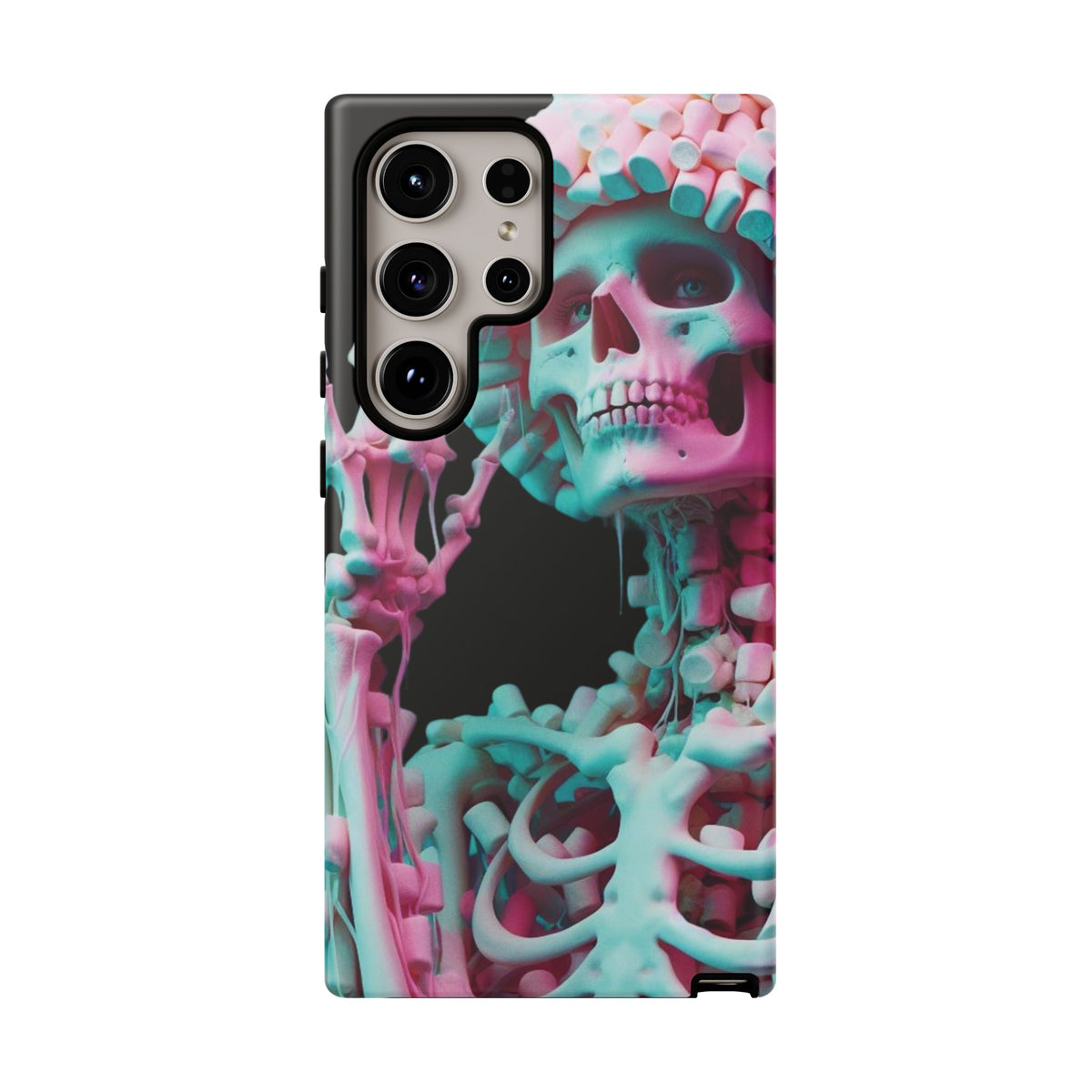Neon Pink Skeleton (Black) Tough Phone Case for iPhone, Galaxy, or Google Pixel