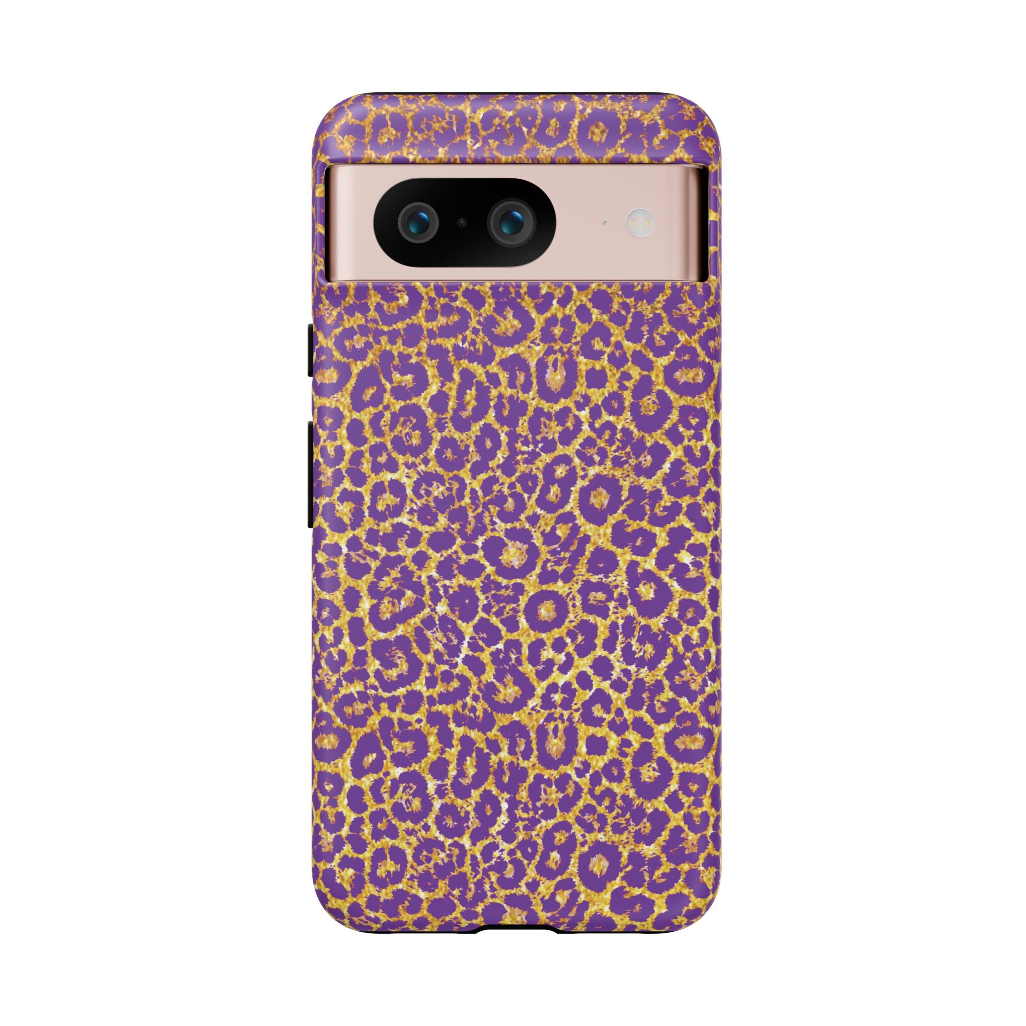 Purple Gold Leopard Tough Phone Case for iPhone, Galaxy, or Google Pixel