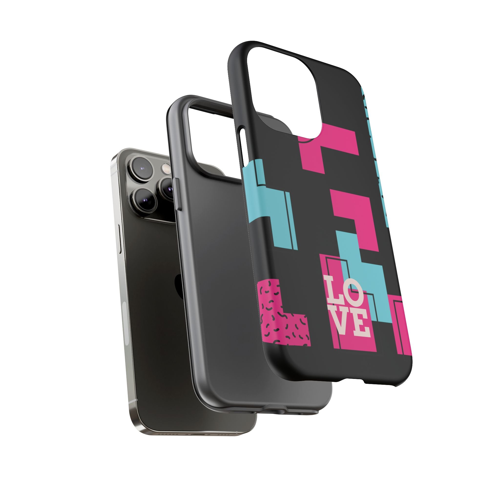 Retro Blocks LOVE Tough Case for iPhone, Galaxy or Google Pixel
