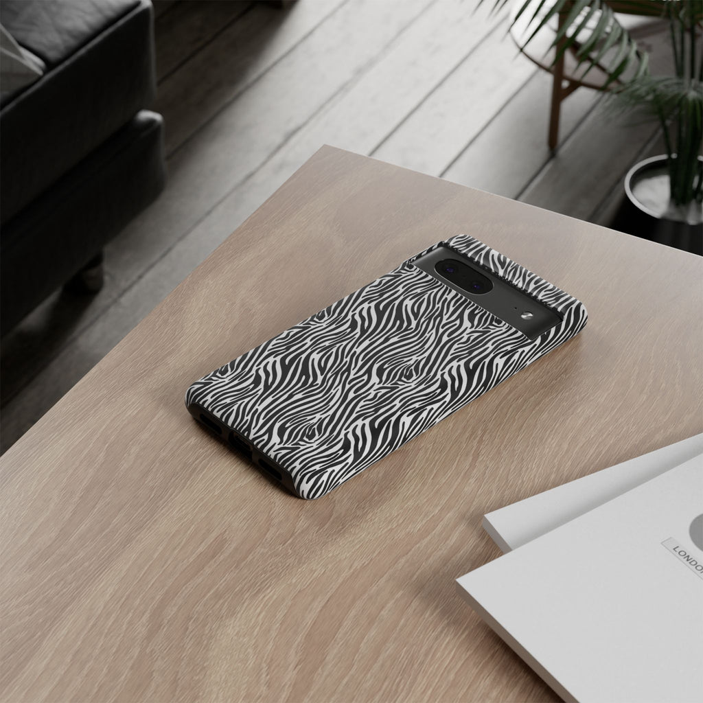 Black and White Zebra Print Tough Case iPhone, Galaxy and Google Pixel