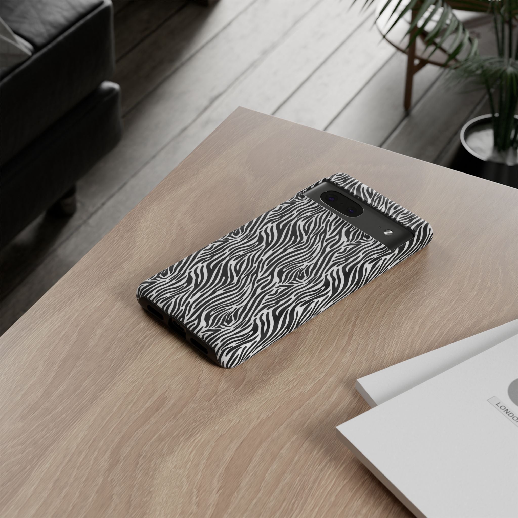 Black and White Zebra Print Tough Case iPhone, Galaxy and Google Pixel