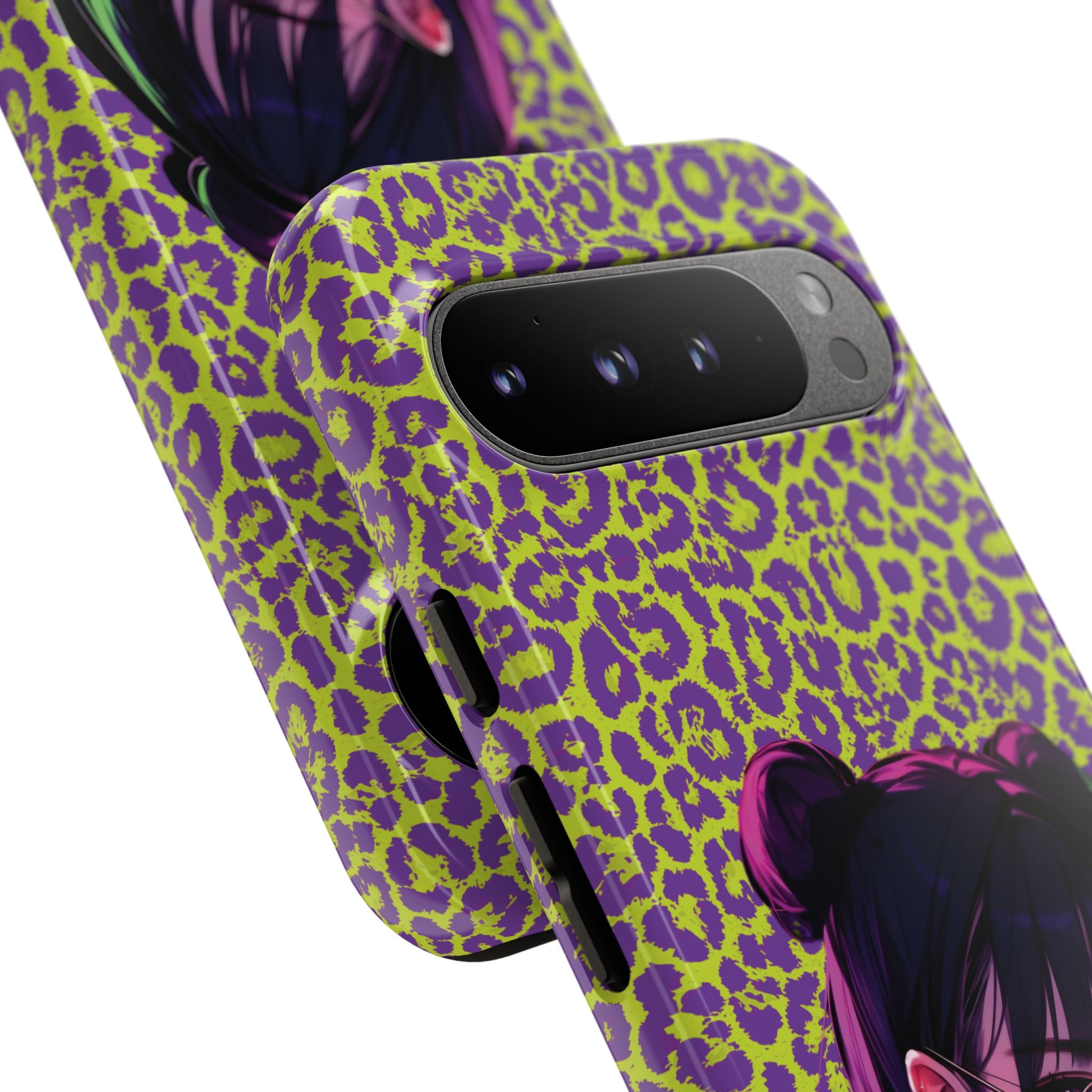 Purple Neon Lime Leopard Kz Tough Case for iPhone, Galaxy, or Google Pixel