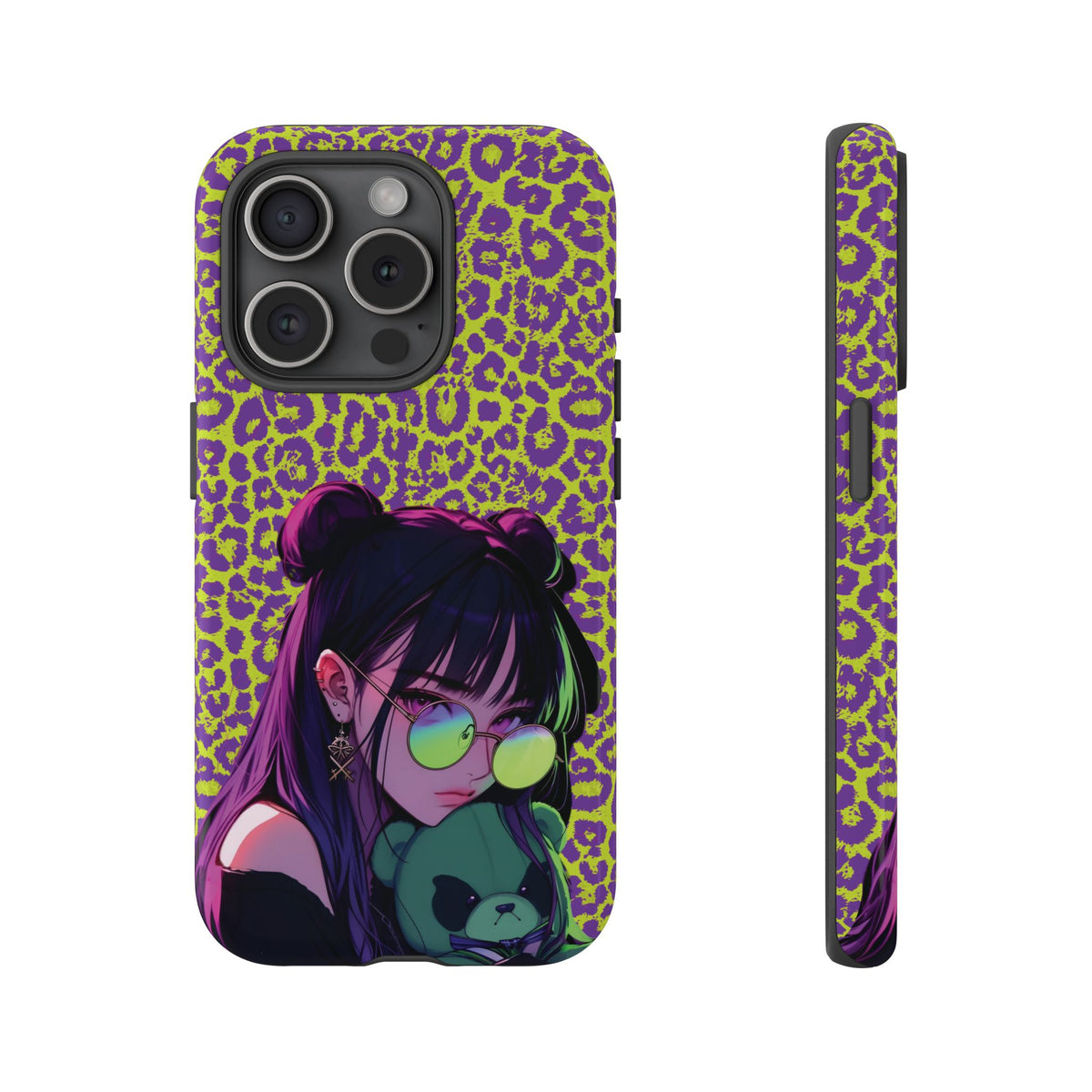Purple Neon Lime Leopard Kz Tough Case for iPhone, Galaxy, or Google Pixel