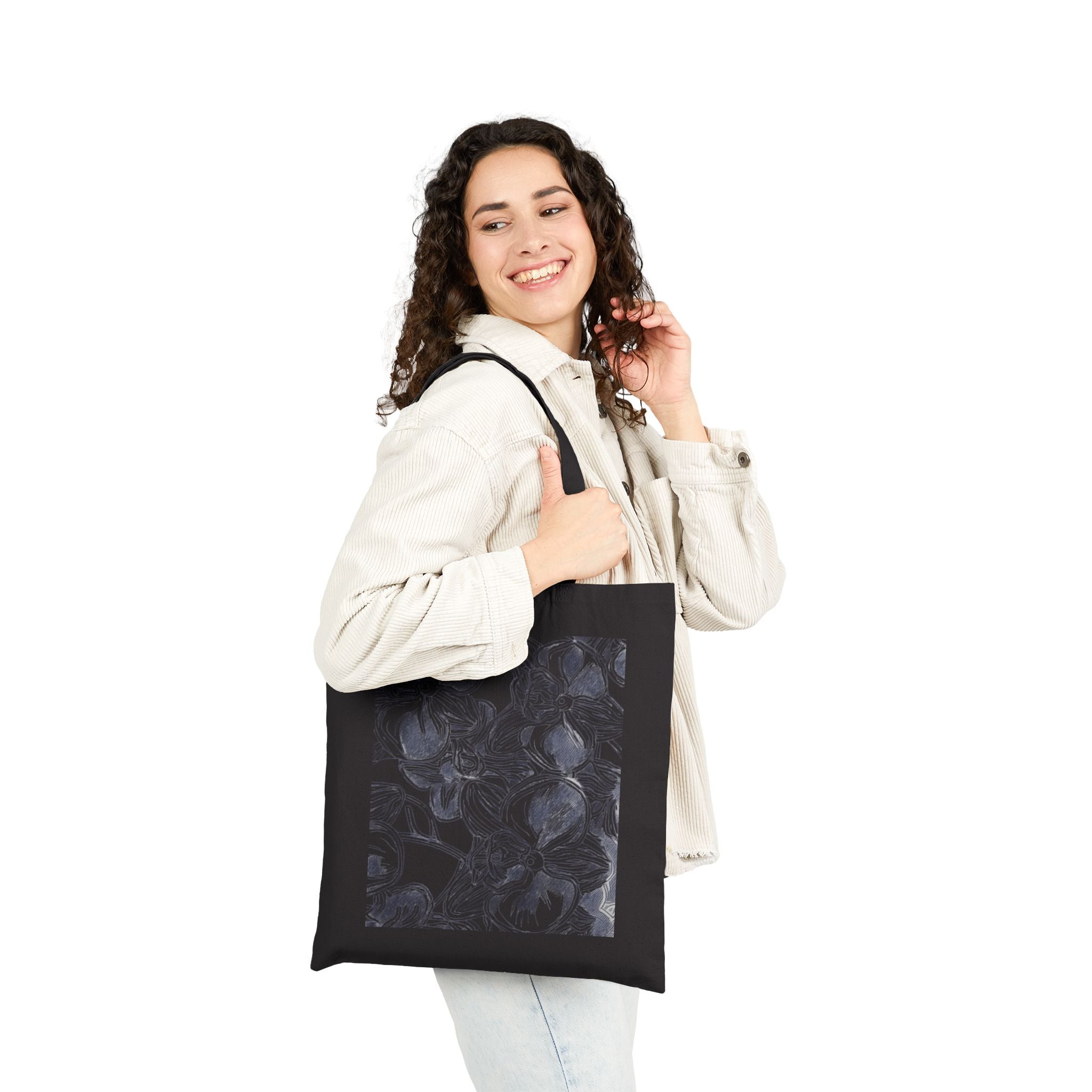 Orchids Print Cotton Canvas Tote Bag