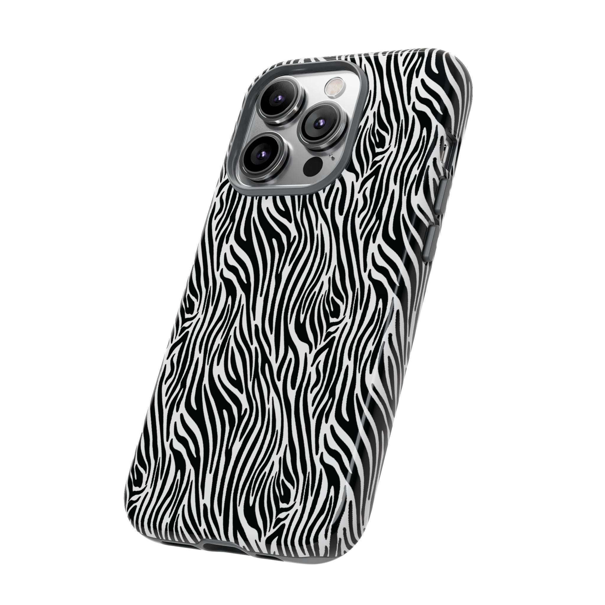 Black and White Zebra Print Tough Case iPhone, Galaxy and Google Pixel