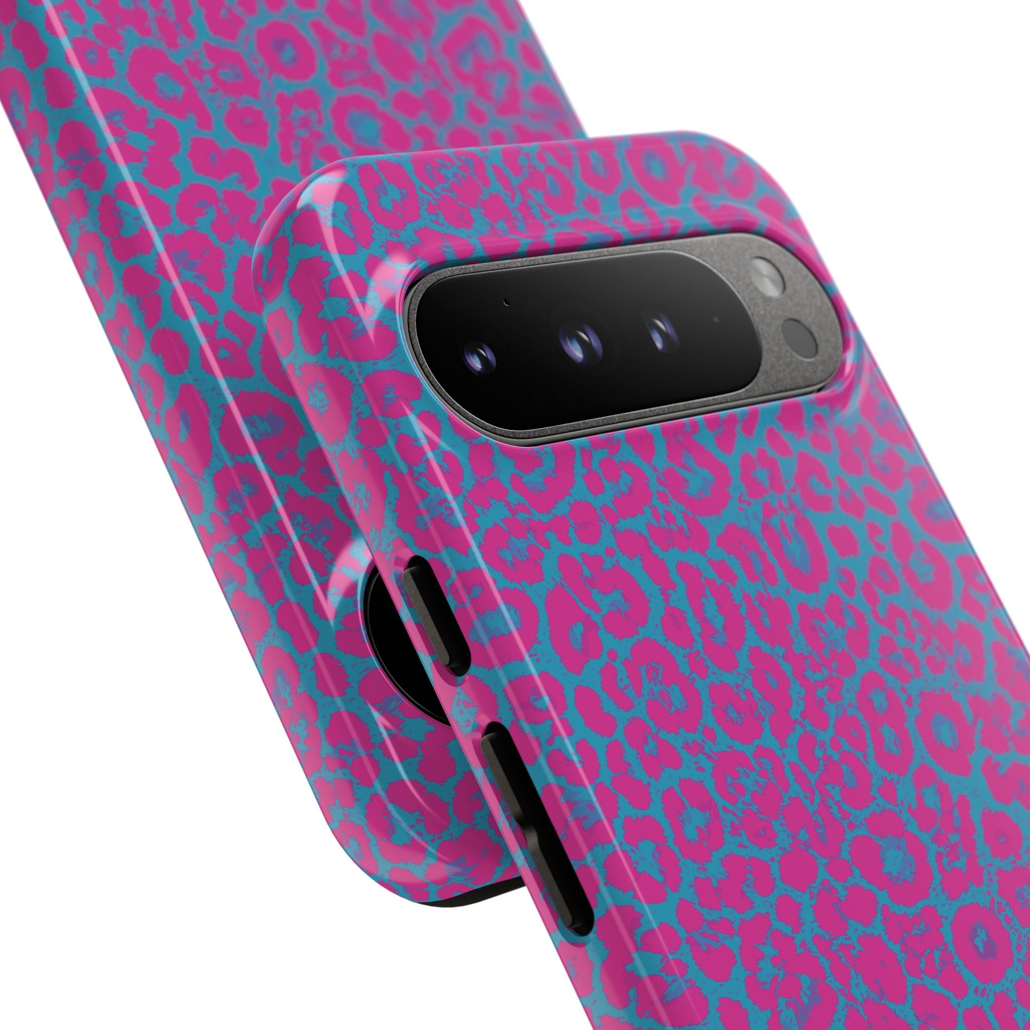 Pink Blue Leopard Tough Phone Case iPhone, Galaxy, or Google Pixel