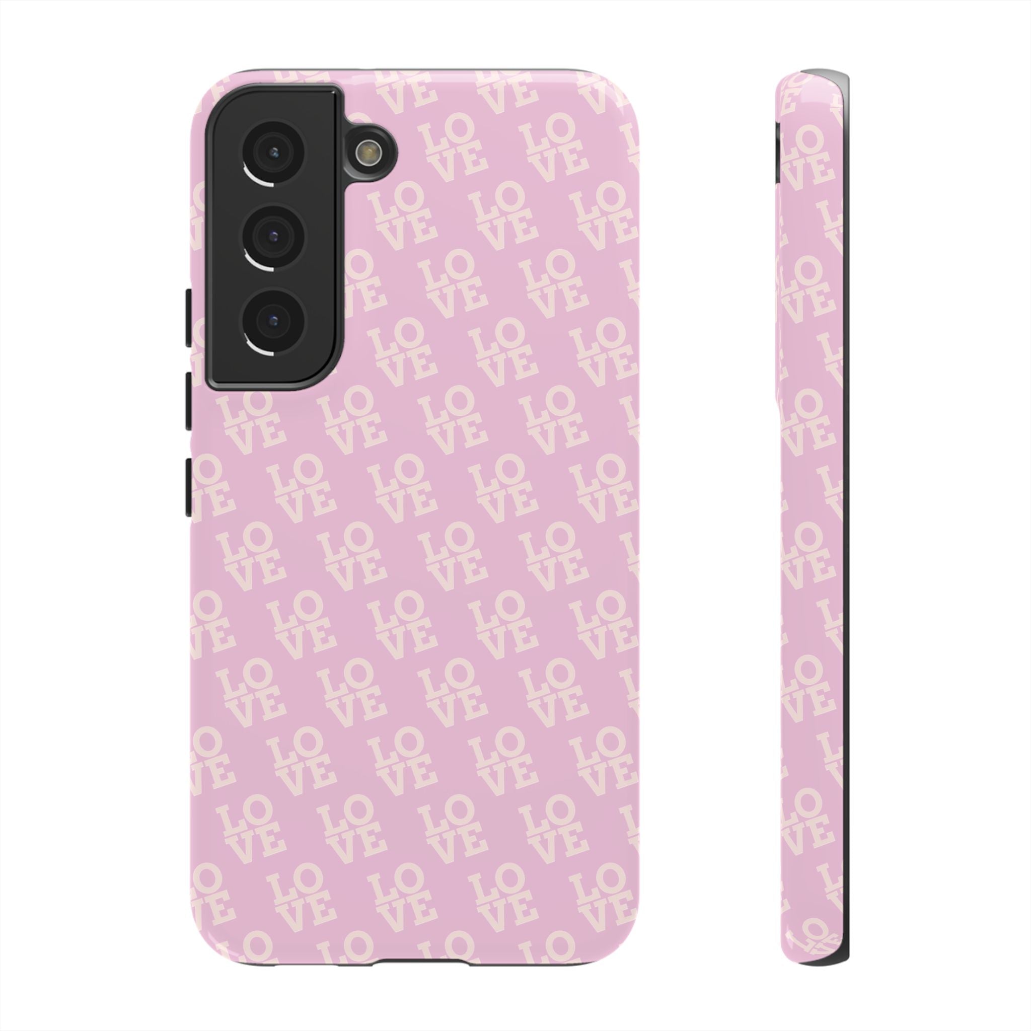 LOVE Pink Tough Phone Case for iPhone, Galaxy, or Google Pixel