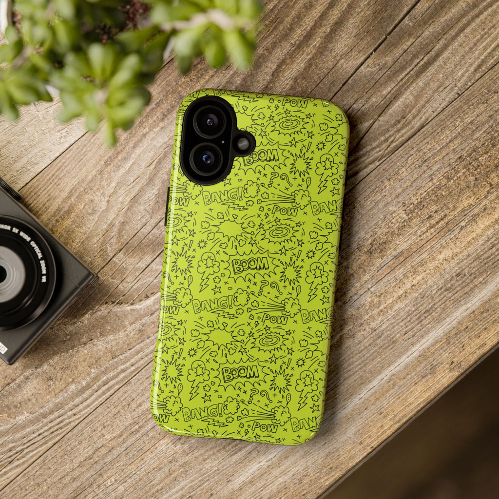 Neon Lime Wow Tough Case for iPhone, Galaxy, or Google Pixel