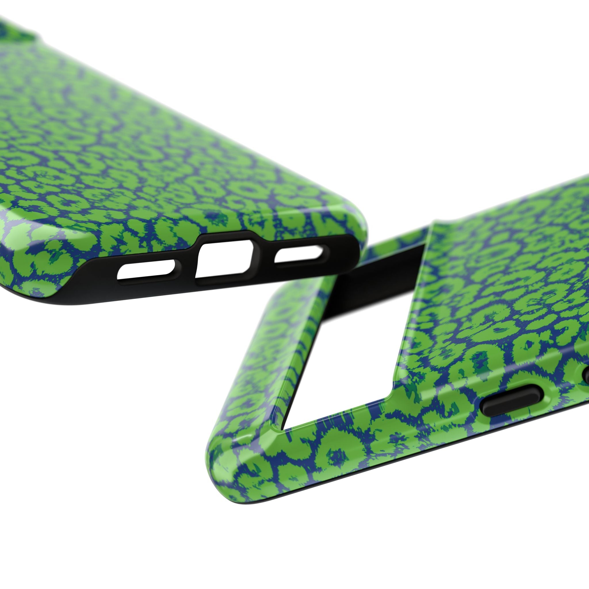 Blue Neon Green  Leopard Tough Phone Case for iPhone, Galaxy, or Google Pixel