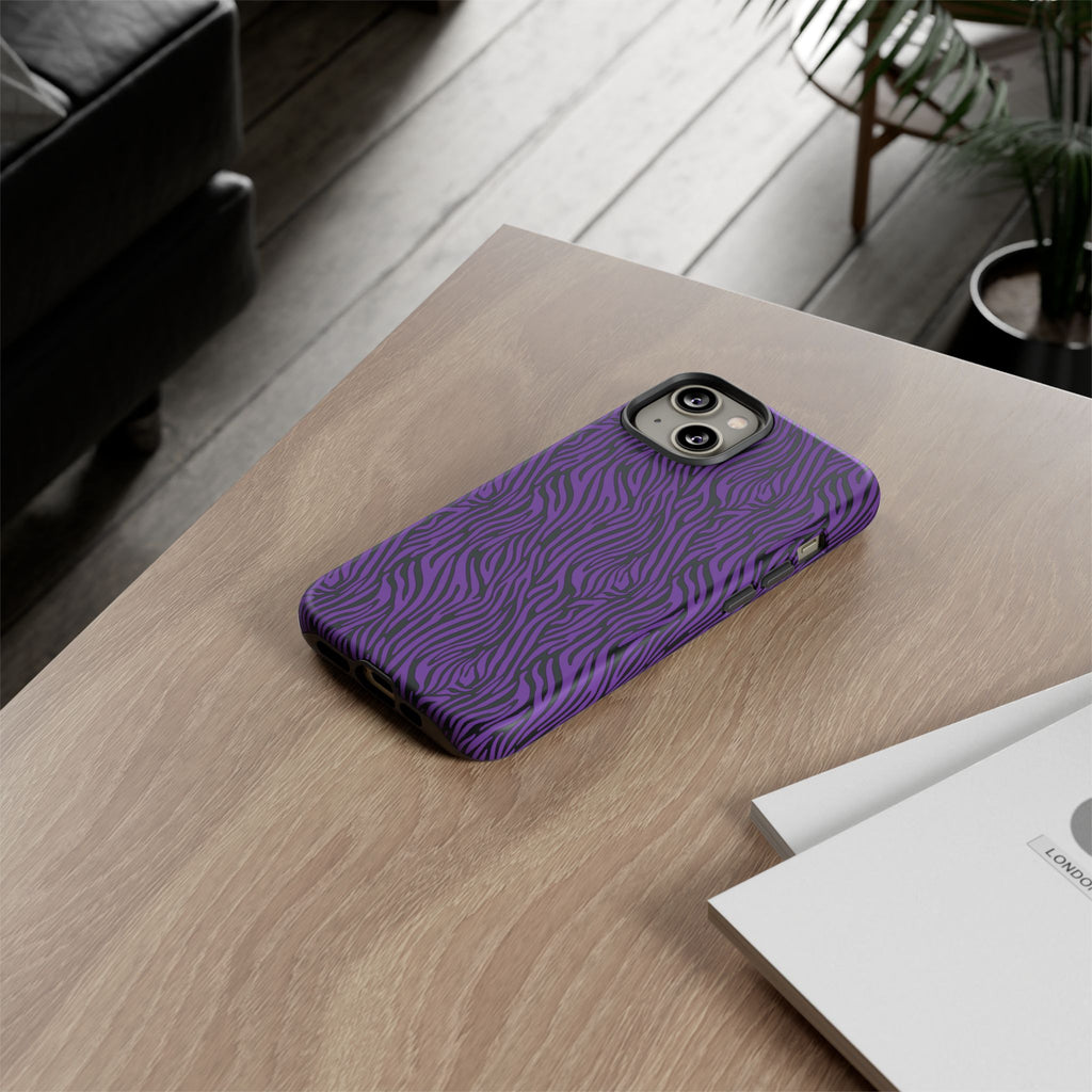 Purple Zebra Tough Phone Case for iPhone, Galaxy, or Google Pixel