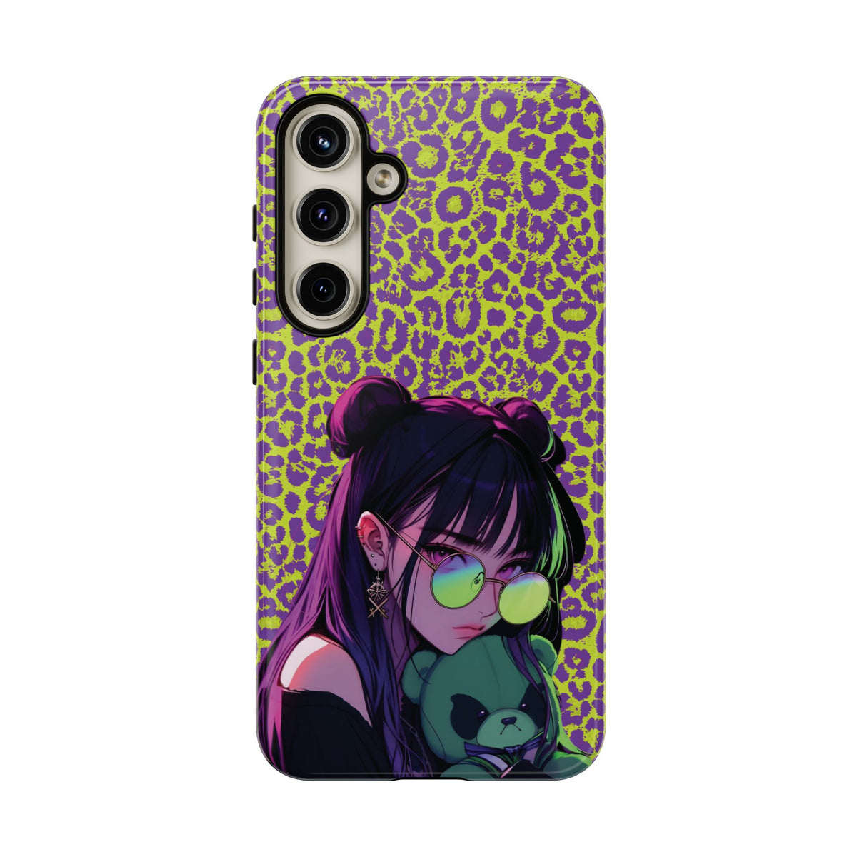 Purple Neon Lime Leopard Kz Tough Case for iPhone, Galaxy, or Google Pixel