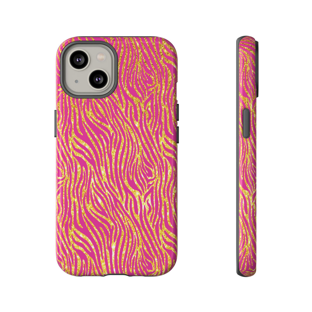 Pink Gold Zebra Print Tough Case for iPhone, Galaxy, or Google Pixel