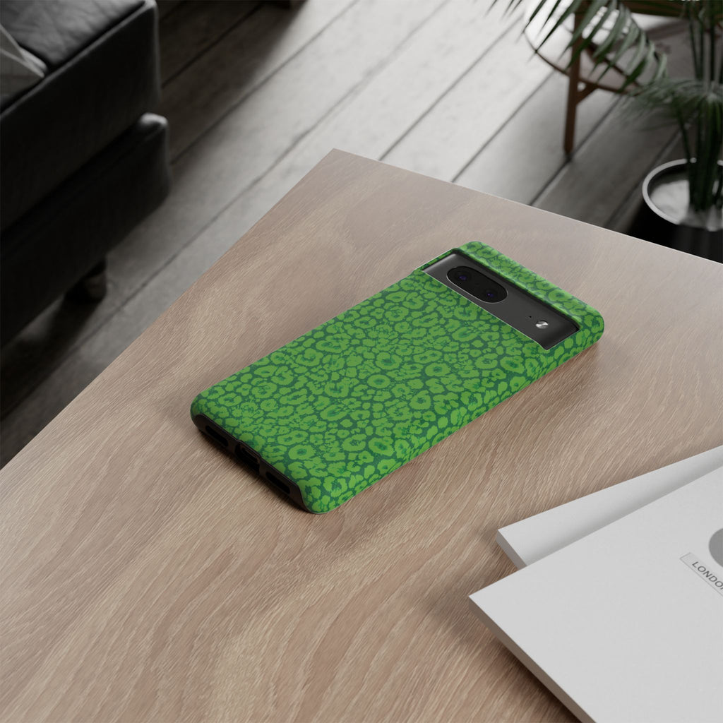 Neon Green Leopard Tough Phone Case for iPhone, Galaxy, or Google Pixel