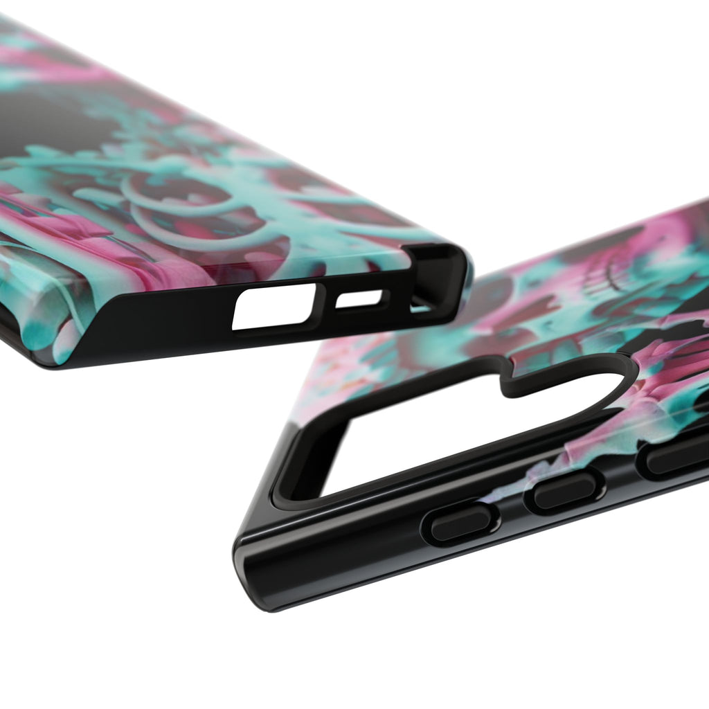 Neon Pink Skeleton (Black) Tough Phone Case for iPhone, Galaxy, or Google Pixel