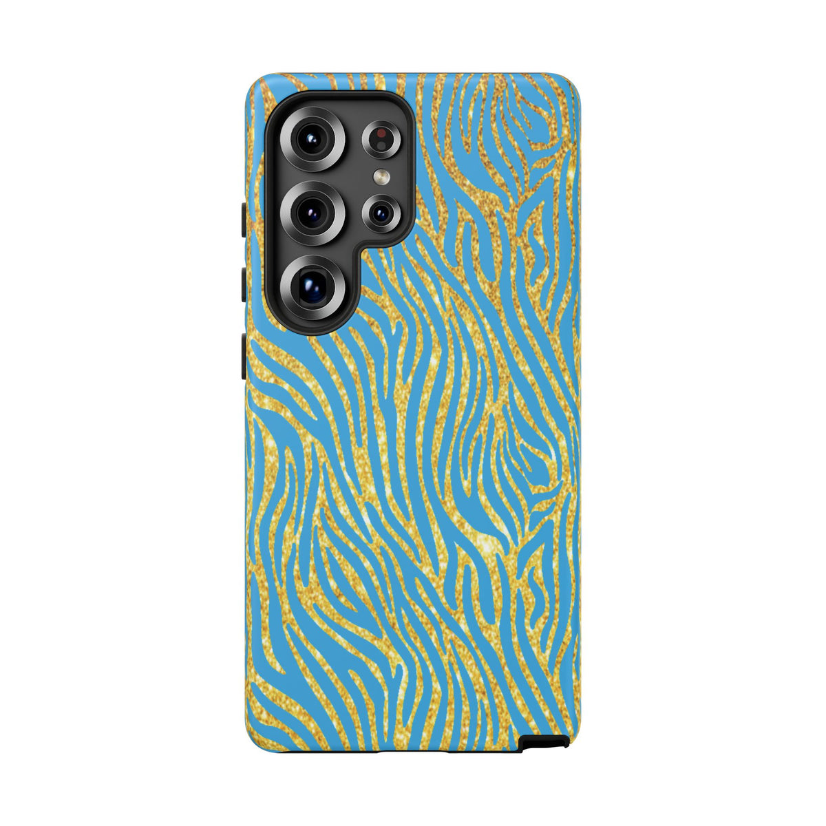 Blue Gold Zebra Tough Case for iPhone, Galaxy, or Google Pixel