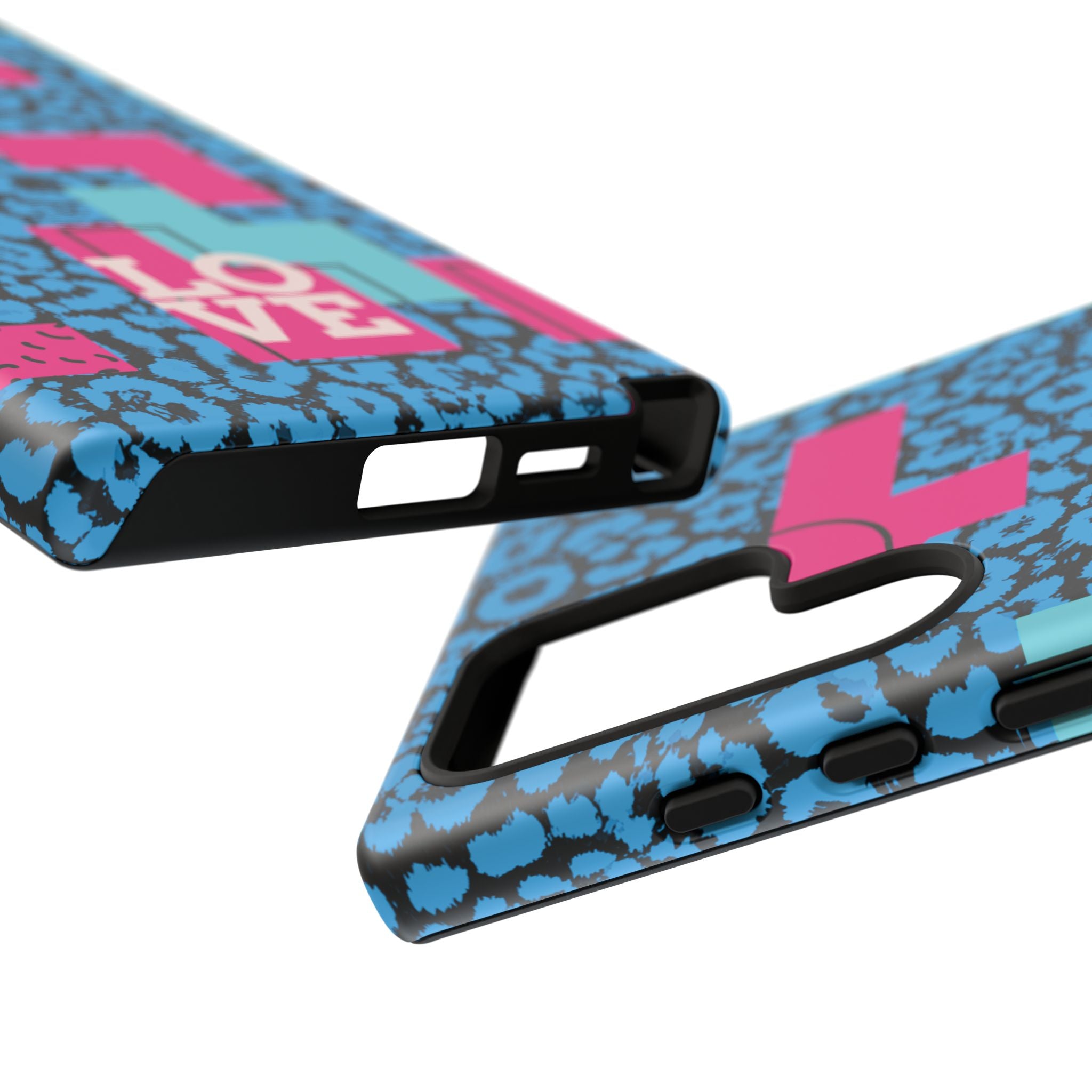 LOVE Blue Leopard 80s Vibe Tough Case for iPhone, Galaxy, or Google Pixel