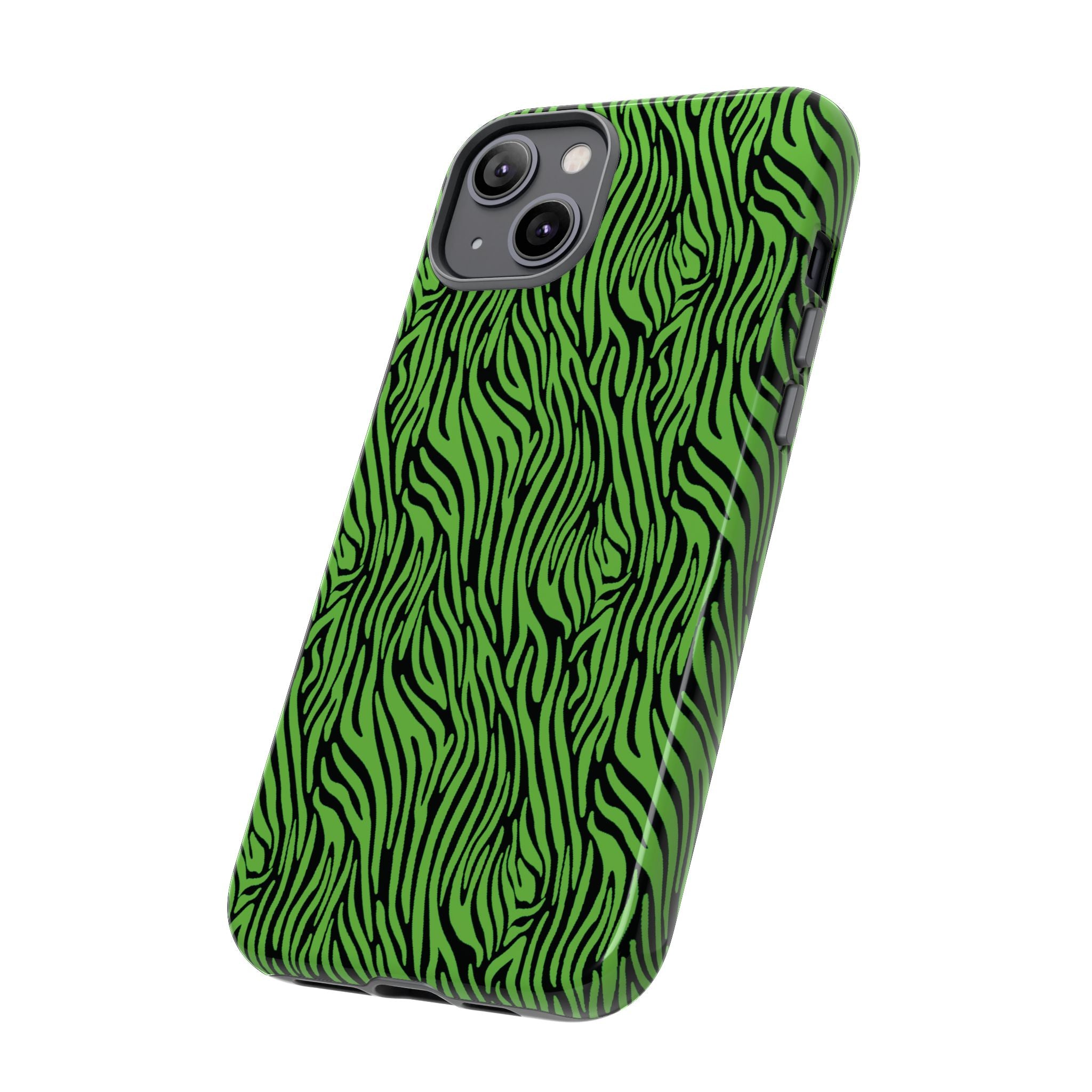 Neon Green Zebra Tough Phone Case iPhone, Galaxy, or Google Pixel