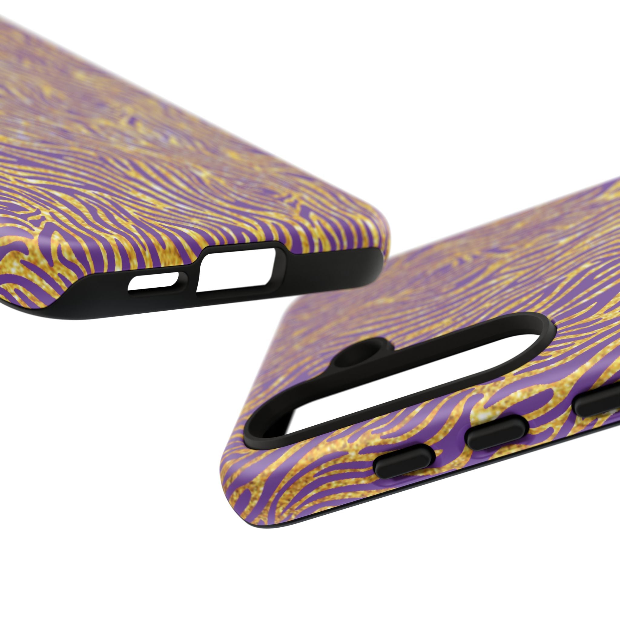 Vibrant Purple Gold Zebra Tough Phone Case iPhone, Galaxy, or Google Pixel