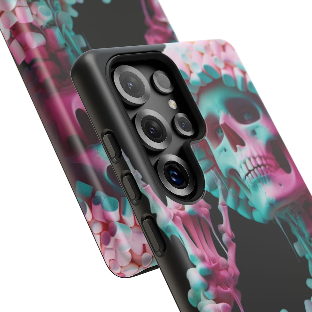 Neon Pink Skeleton (Black) Tough Phone Case for iPhone, Galaxy, or Google Pixel
