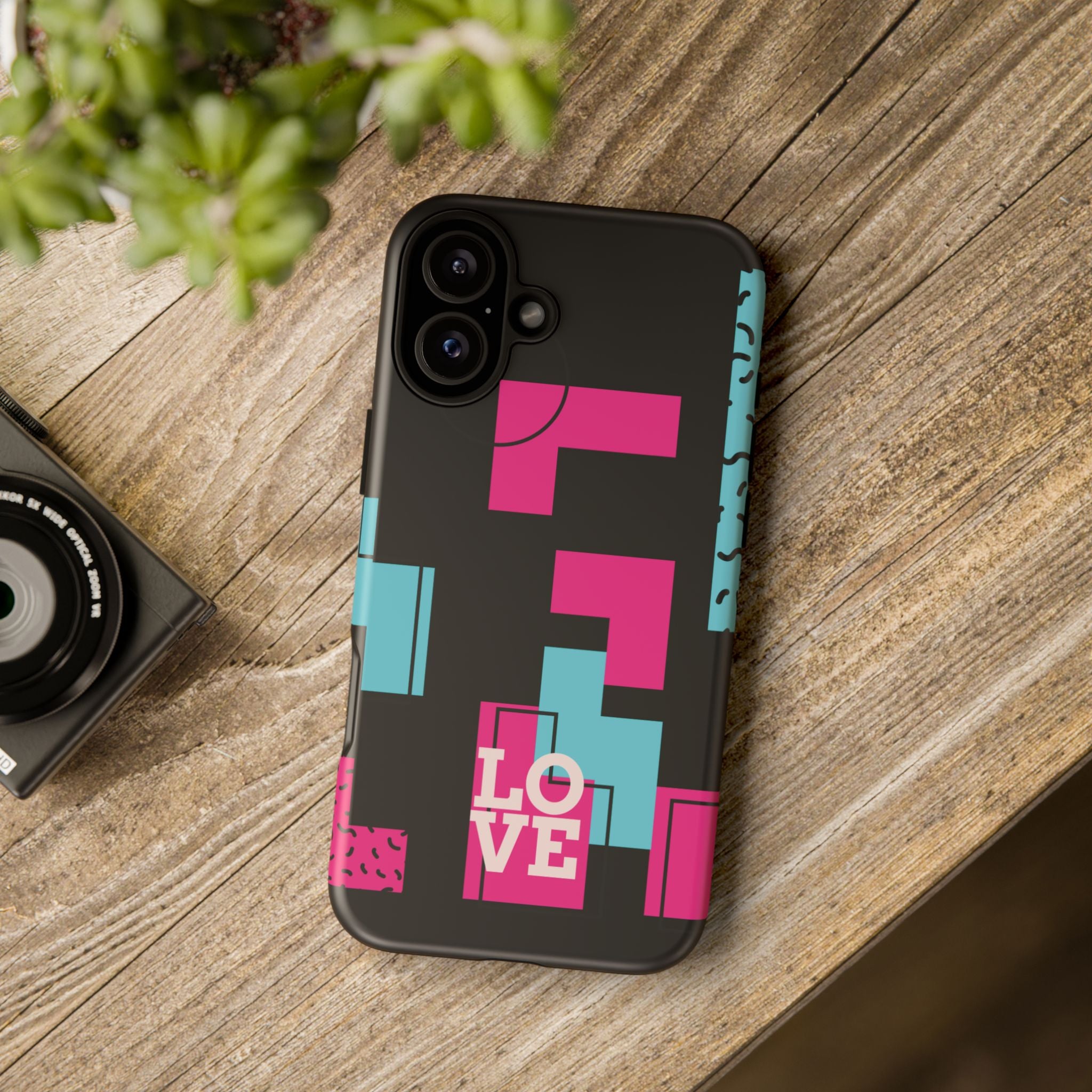 Retro Blocks LOVE Tough Case for iPhone, Galaxy or Google Pixel